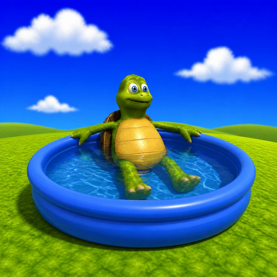 turtl floating in a pool