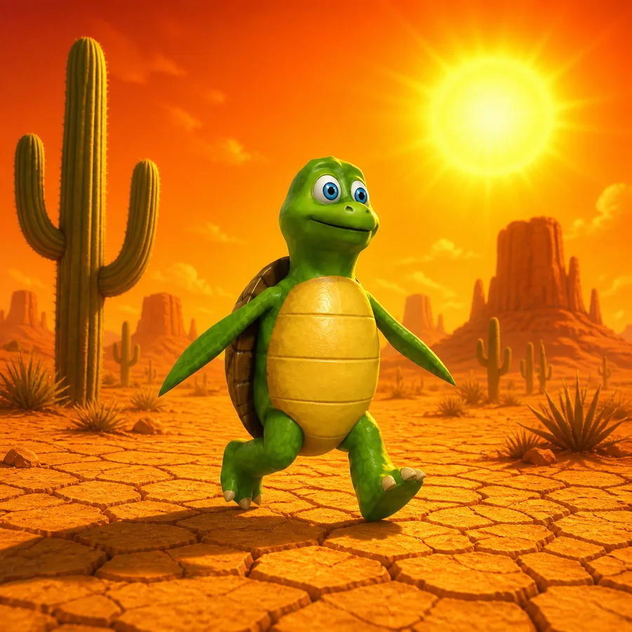 turtl crossing a desert